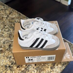 Adidas Samba Crib Sneakers - White, Black, and Gray